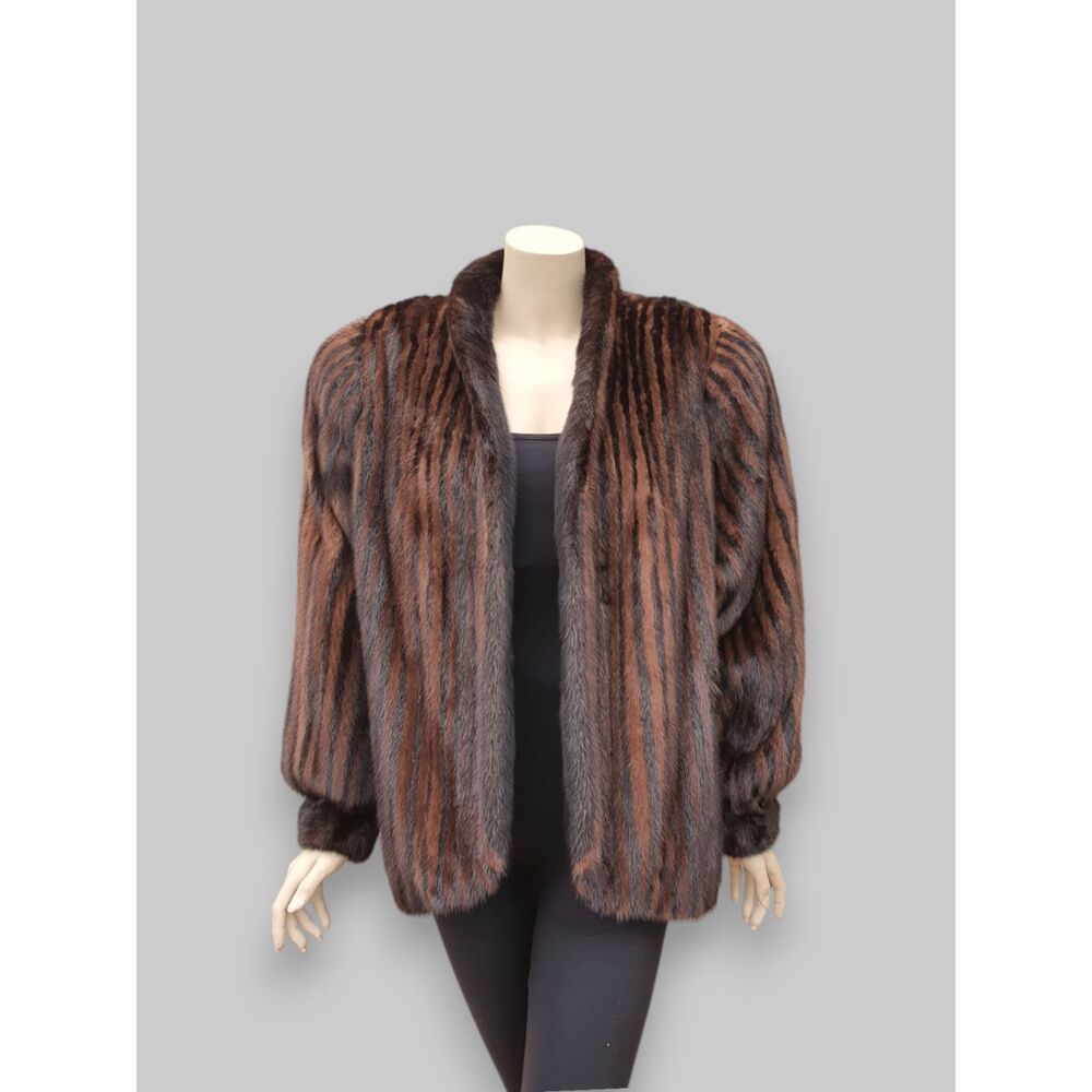 Dark Mink & Lunaraine Mink Striped Jacket -Medium
